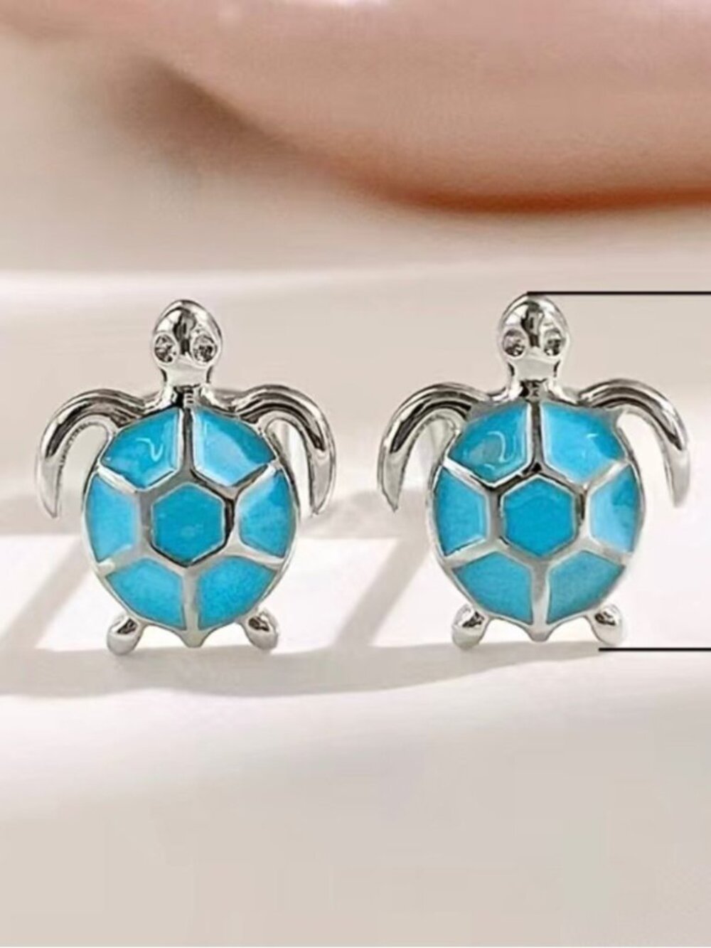 925 Sterling Silver Sea Turtle Stud Earrings